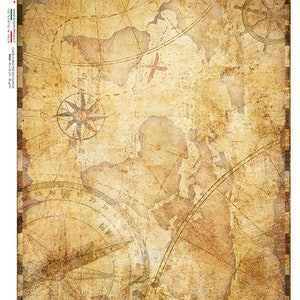 Paper Designs Decoupage Paper -   Old Maps 0041  A3 or A4