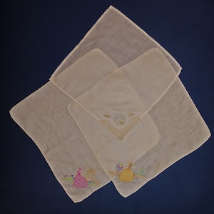 3 Vintage Embroidered Hankies