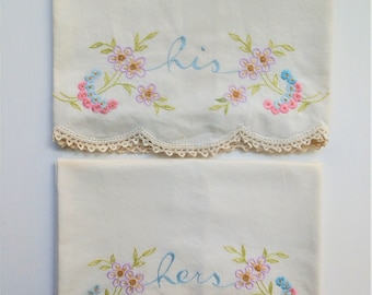 Vintage His & Hers Pillowslips