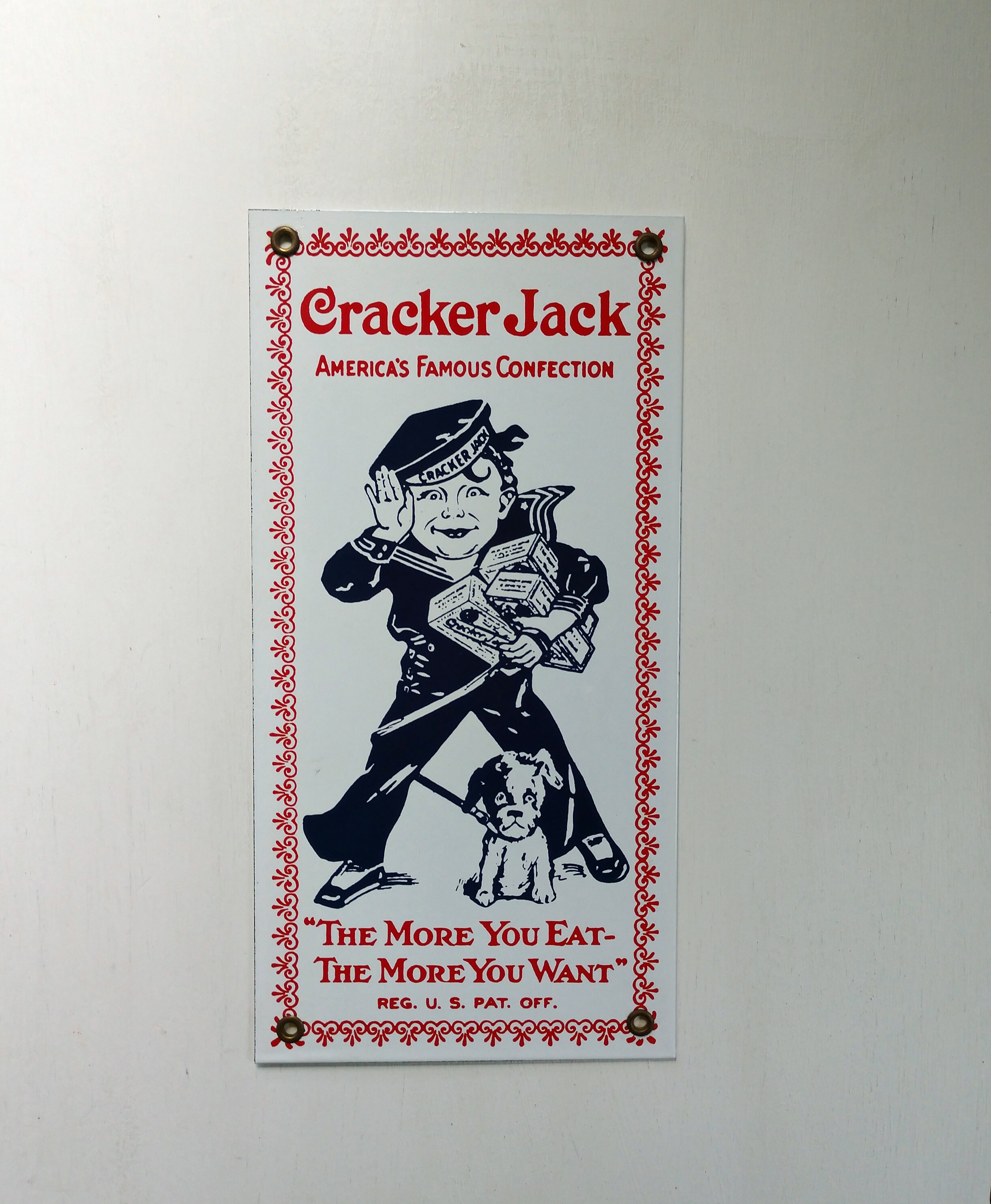 Vintage Enamel Cracker Jack Sign Etsy