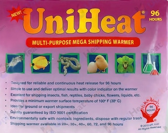 96 Hours Heat pack. Usually, 1 heat pack per box of 2 plants 6-inch pot or smaller. 1 heat pack each 8-inch pot, Ships inside plant package
