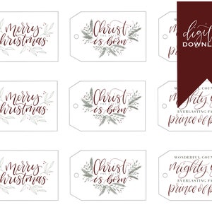 Met de hand beletterde, afdrukbare kerstcadeaukaartjes