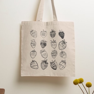 Plant City Strawberry Variety Tote Bag Strawberry Shortcake Plant City Strawberries Floral Tote Bag Tote Bag Aesthetic reusable grocery bag