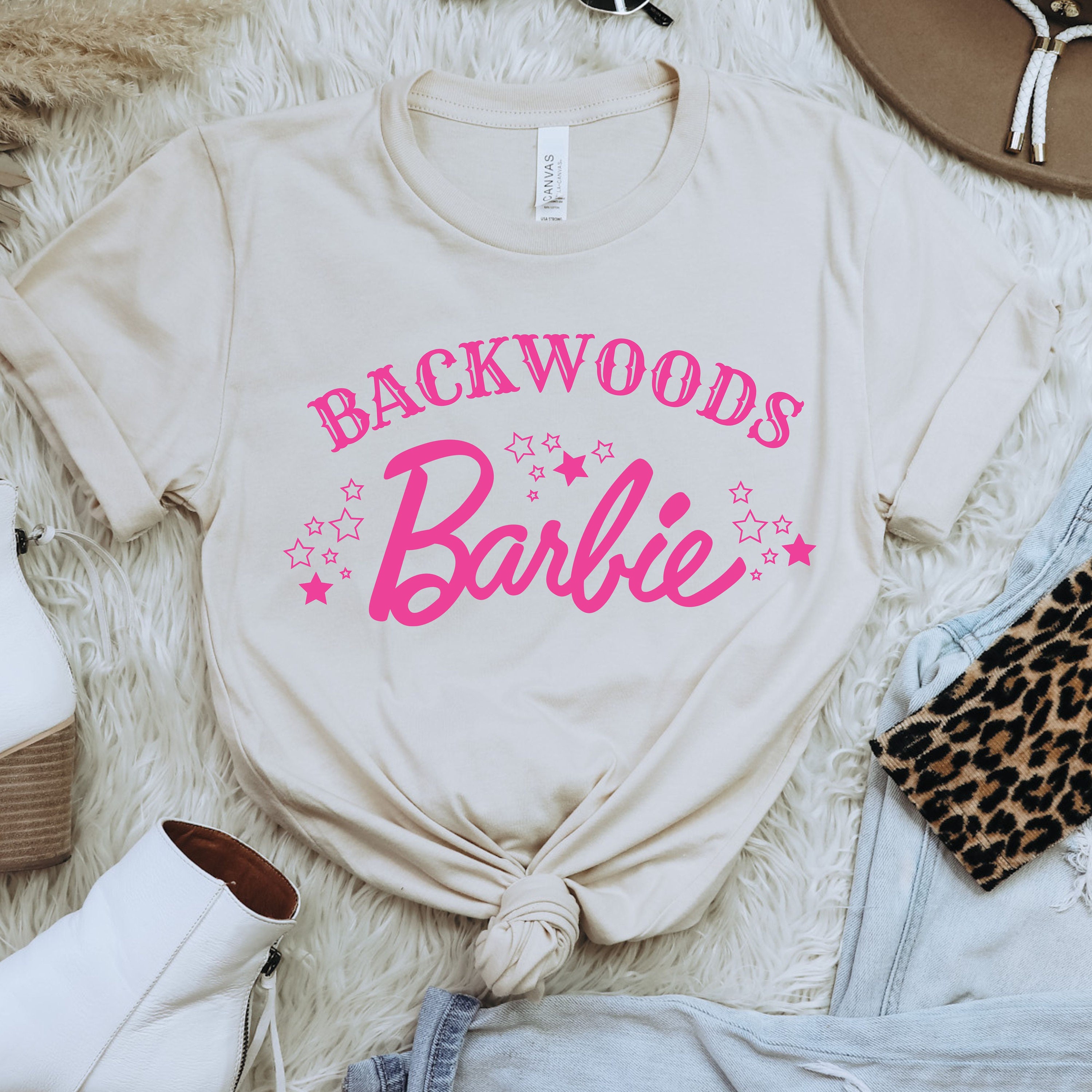 Backwoods Barbie T-Shirt Camo Design Hot Pink “Shopping W/ My Husband Is  Like..