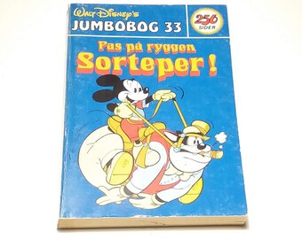 Disney pocket book with Mickey Mouse + Donald Duck in danish language. Vintage cartoon comic issue 33, 1979. Unique 33rd/44th birthday gift.