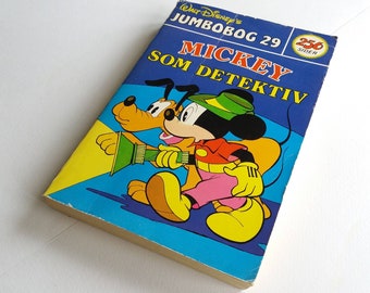 Disney pocket book with Mickey Mouse + Donald Duck in danish language. Vintage cartoon comic issue 29, 1978. Unique 29th/45th birthday gift.