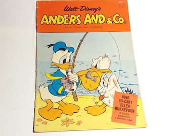 Disney 1963 magazine with Mickey Mouse + Donald Duck in Danish language. Vintage cartoon comic issue 20. Unique quirky 61st birthday gift.