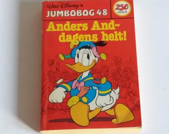 Disney pocket book with Mickey Mouse + Donald Duck in danish language. Vintage cartoon comic issue 48, 1982. Unique 41st/48th birthday gift.