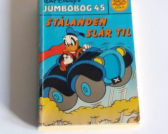 Disney pocket book with Mickey Mouse + Donald Duck in danish language. Vintage cartoon comic issue 45, 1982. Unique 41st/45th birthday gift.