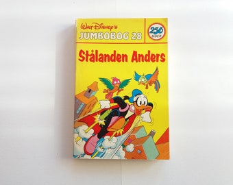 Disney pocket book with Donald Duck + Mickey Mouse in Danish language. Vintage cartoon comic issue 28, 1978. Unique 28th/46th birthday gift.