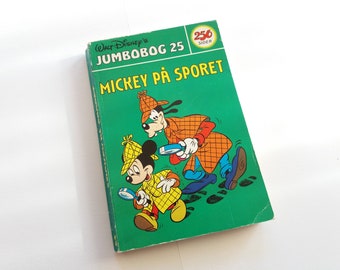 Disney pocket book with Donald Duck + Mickey Mouse in Danish language. Vintage cartoon comic issue 25, 1978. Unique 25th/46th birthday gift.