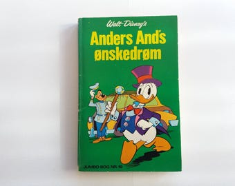 Disney pocket book with Donald Duck + Mickey Mouse in Danish language. Vintage cartoon comic issue 19, 1975. Unique 19th/49th birthday gift.
