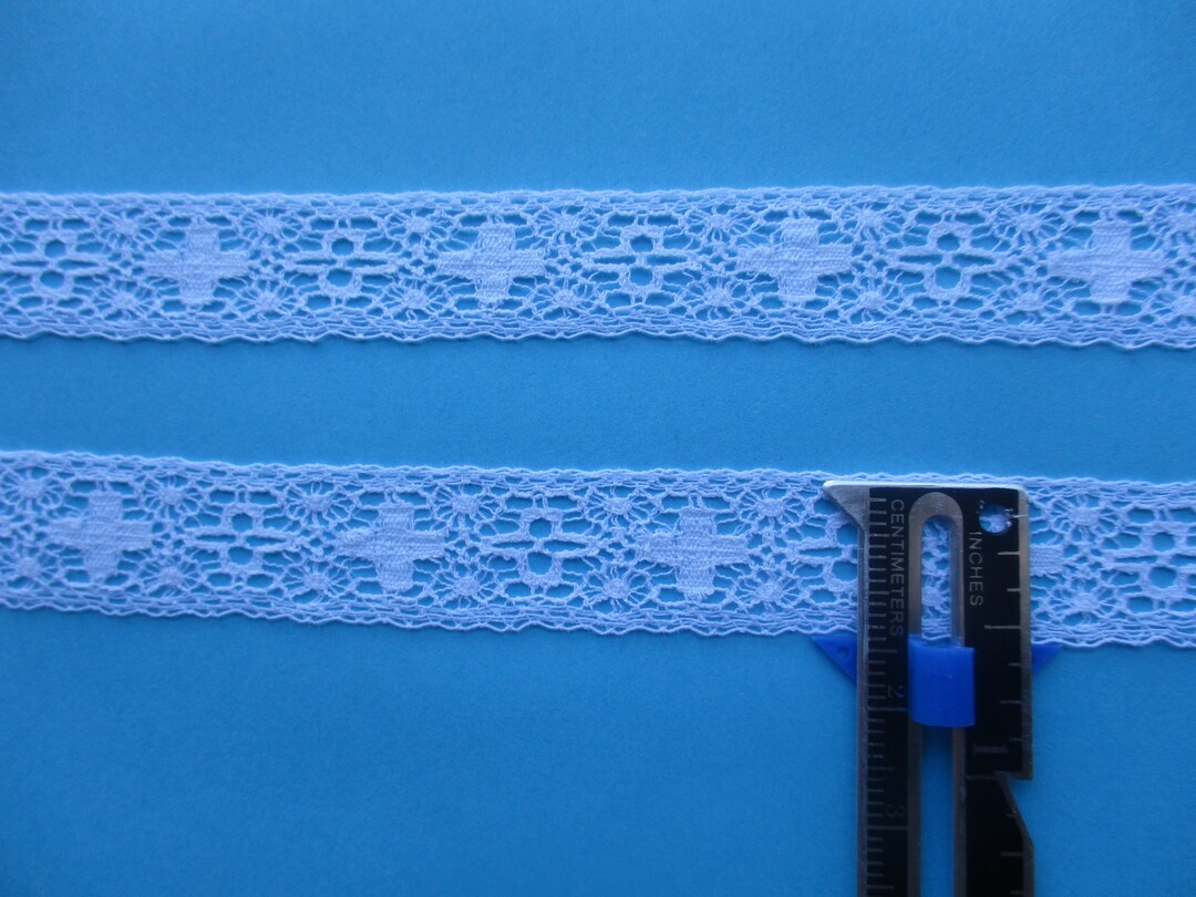 French Val Lace in Cross Pattern Insertin and Edging in White Etsy