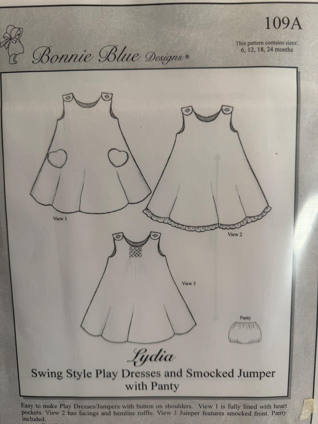 Lyda Pattern Bonnie Blue Lydia Pattern - Etsy