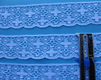 French Val Lace in Cross Pattern Insertion and Edging in White