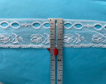 French Maline Ribbon Beading Edging in Rose Pattern