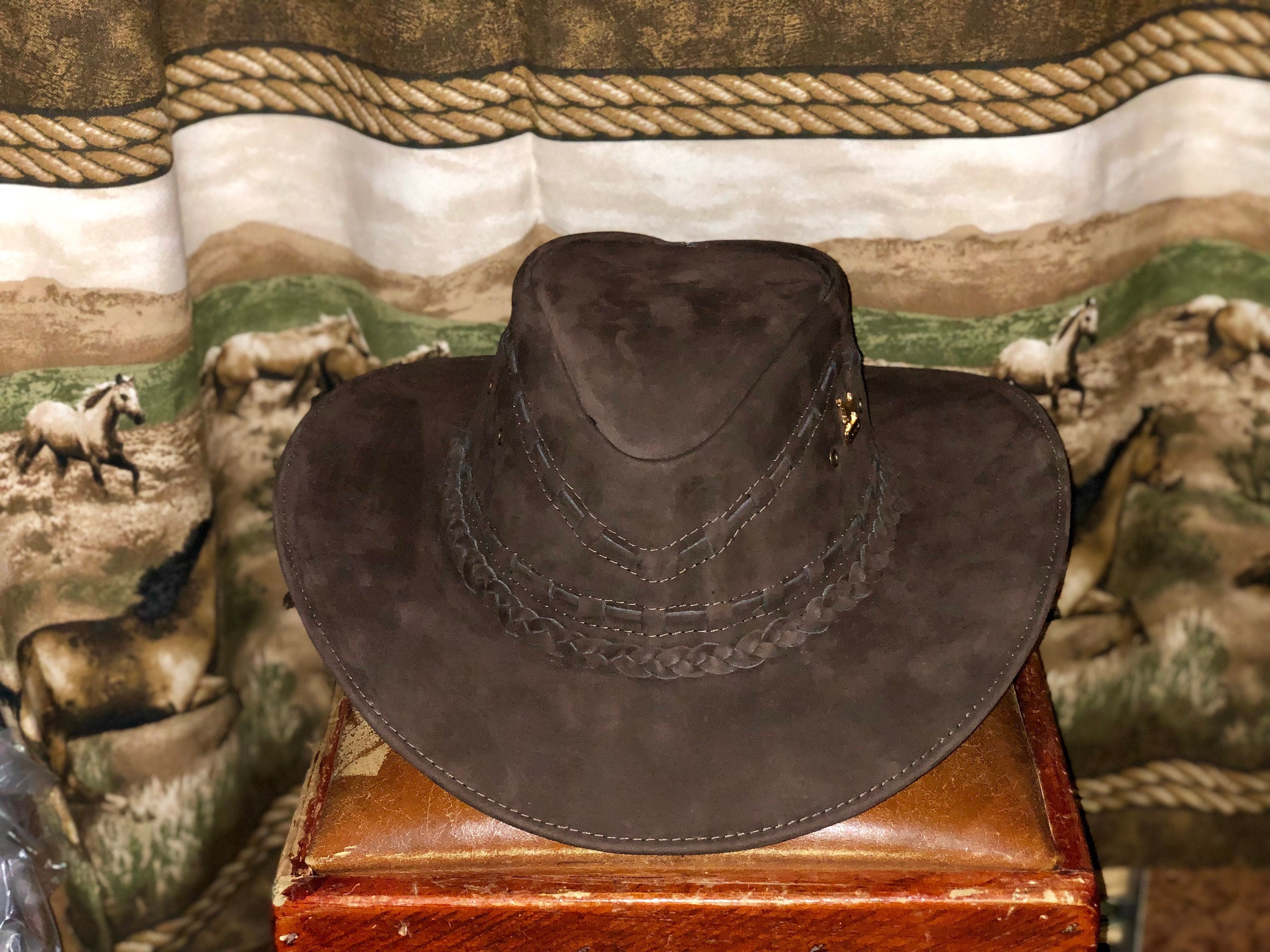 Dark Brown Soft Leather Cowboy Hat S M 
