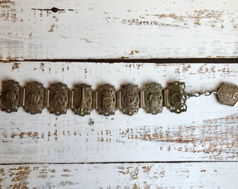 Bracelet antique Souvenirs de Paris en filigrane métal