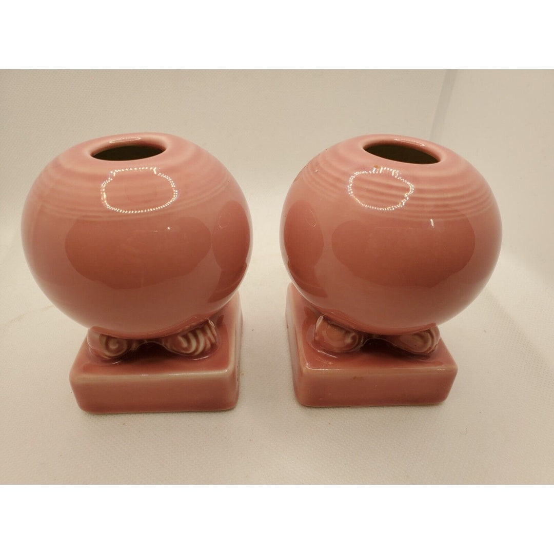 Fiesta Fiestaware Pink Rose Bulb Candle Holders Retired Rare Etsy