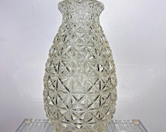 1970s 10" Clear Cut Glass Swag Lamp Point Pendant Light Fixture Shade Cover