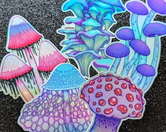Holographic Mushroom Stickers