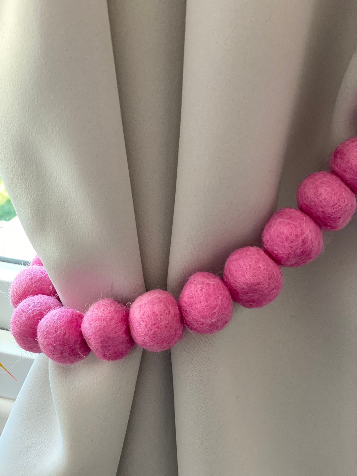 Pink Curtain Tie Back Pom Pom Curtain Tiebacks Curtain Etsy UK