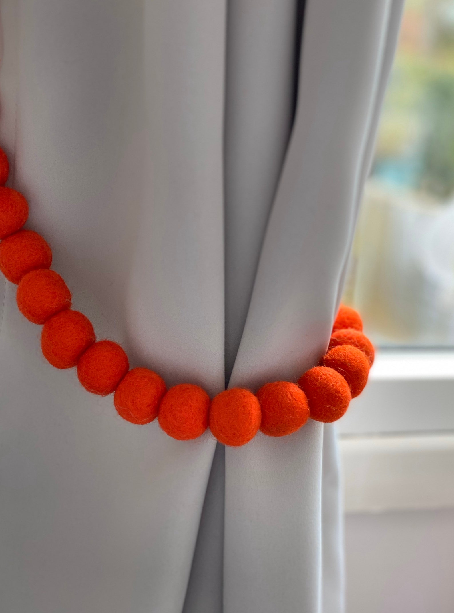 Orange Tieback Curtain pom Pom Curtain Tie Backs Curtain Etsy UK