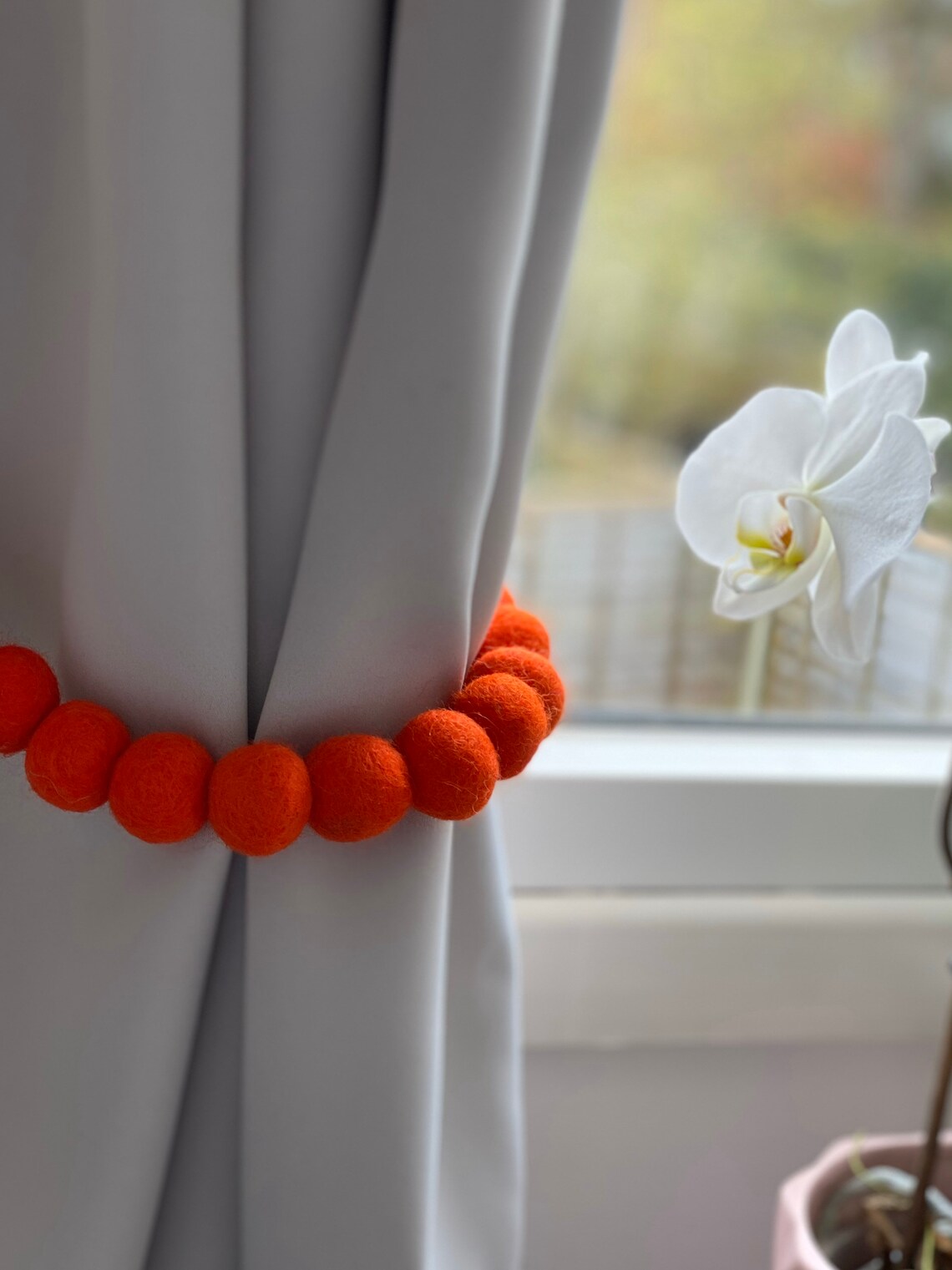 Orange Tieback Curtain pom Pom Curtain Tie Backs Curtain Etsy UK