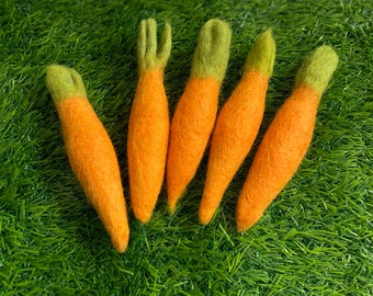 Easter Egg Hunt - Wool Felted Carrots Set of 5 - DIY projects - Wool felt vegetables