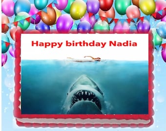 Edible Cake Image Jaws scary movie Design 1/4 sheet cake