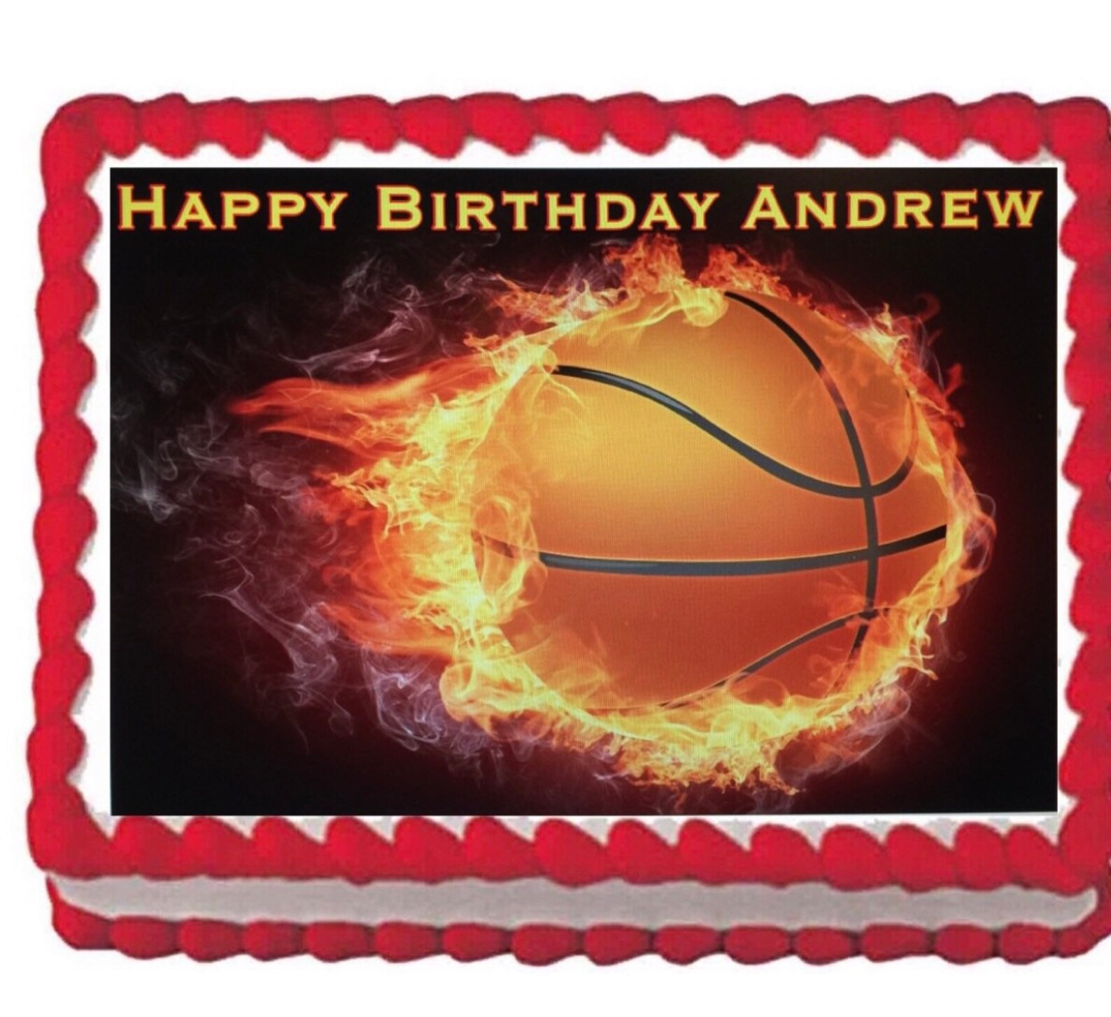 Edible Cake Image Basketball Design 1/4 Sheet Cake Etsy