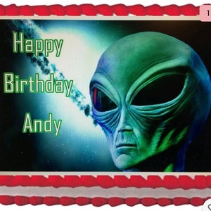 Edible Cake Image Alien 1/4 sheet cake
