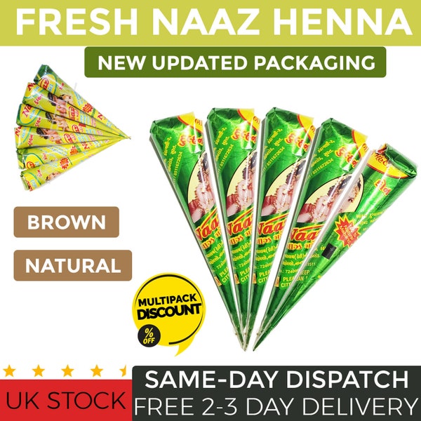NEW FRESH BATCH Original Naaz Natural Indian Mehndi Henna Cones