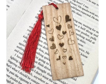 Love Heart Wooden Bookmark  - Laser Engraved gift