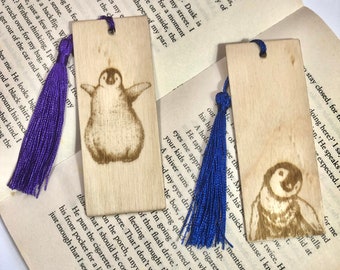 Penguin Gift Bookmark, Animal Wooden, Page Saver, Gift For Mum, Options