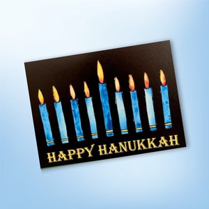 Kenzie et Craig : carte Happy Hanoukka aquarelle faite main ---- HAN2