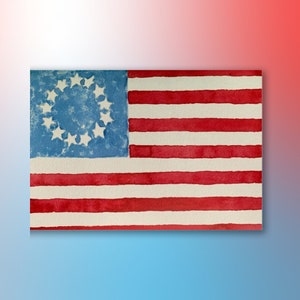 Kenzie and Craig: Handmade Watercolor Fourth Of July Flag Card ---- F1