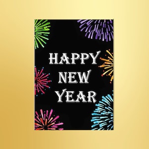 Kenzie et Craig : carte de vœux faite main avec feux d'artifice aquarelle ---- NY5