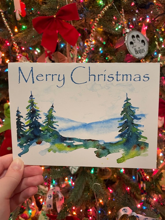 Free Vector | Hand Painted Christmas Tree Card