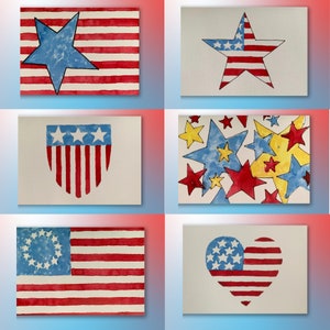 Kenzie and Craig: Handmade Watercolor Fourth of July Card Variety Set