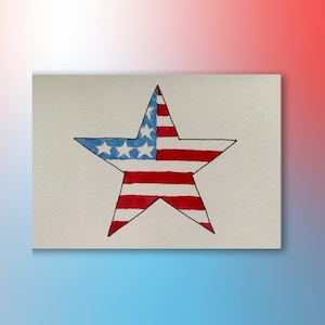 Kenzie and Craig: Handmade Watercolor Fourth of July Star Flag Card---- F4