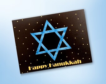 Handmade Watercolor Happy Hanukkah Card ---- HAN3