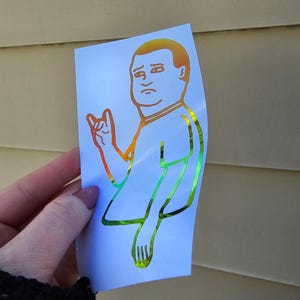 Bobby Hill bullhorns holographic vinyl decal for car window laptop water bottle
