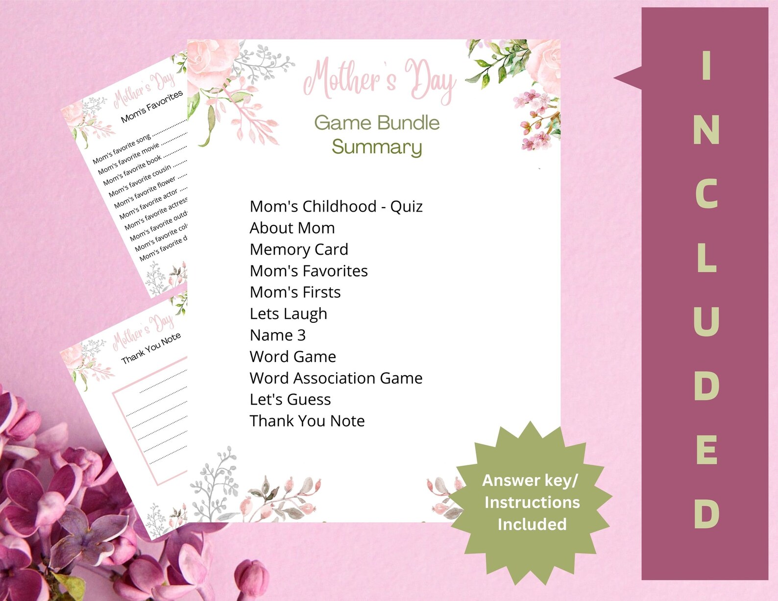 Mother's Day Printable Game Bundle, 10 Printable Mother's Day Party ...