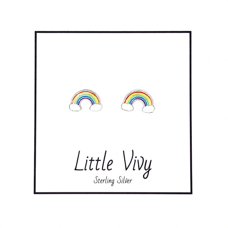 Sterling Silver Rainbow Stud Earrings