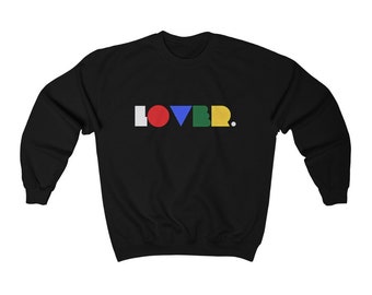 Lover Block Graphic Sweatshirt: 50/50 Cotton Blend, Loose Fit
