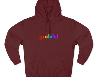 Grateful Rainbow Text Hoodie - Cotton Blend
