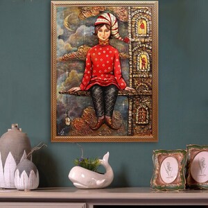 Original Whimsical Decor Gnome Fairy Tale Painting, Handmade Whimsical Art Canvas, Fun Wall Art, Surrealist artwork for Unique Home Decor
