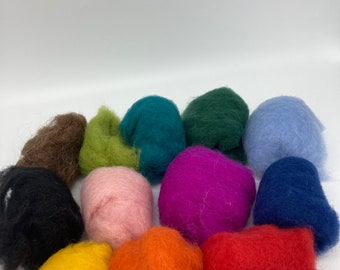 Wool mix bag of colorful sheep in fleece, mountain sheep wool, 100g, rainbow colors, felting wool for beginners, DIY, wool for needle felting