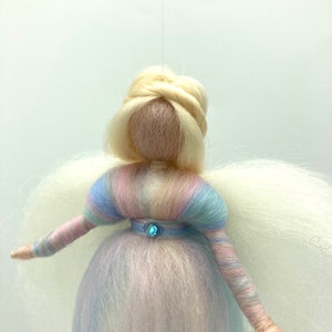 small pastel-colored guardian angel, angel made of fairytale wool, felt fairy, Waldorf, felted angel image 3